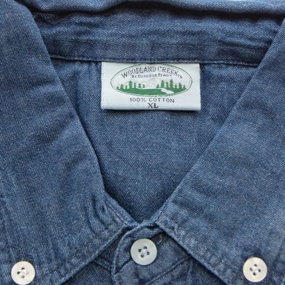 Woodland Creek Men's Denim Long Sleeve Button Down Shirt in Blue, XL - Picture 5 of 7